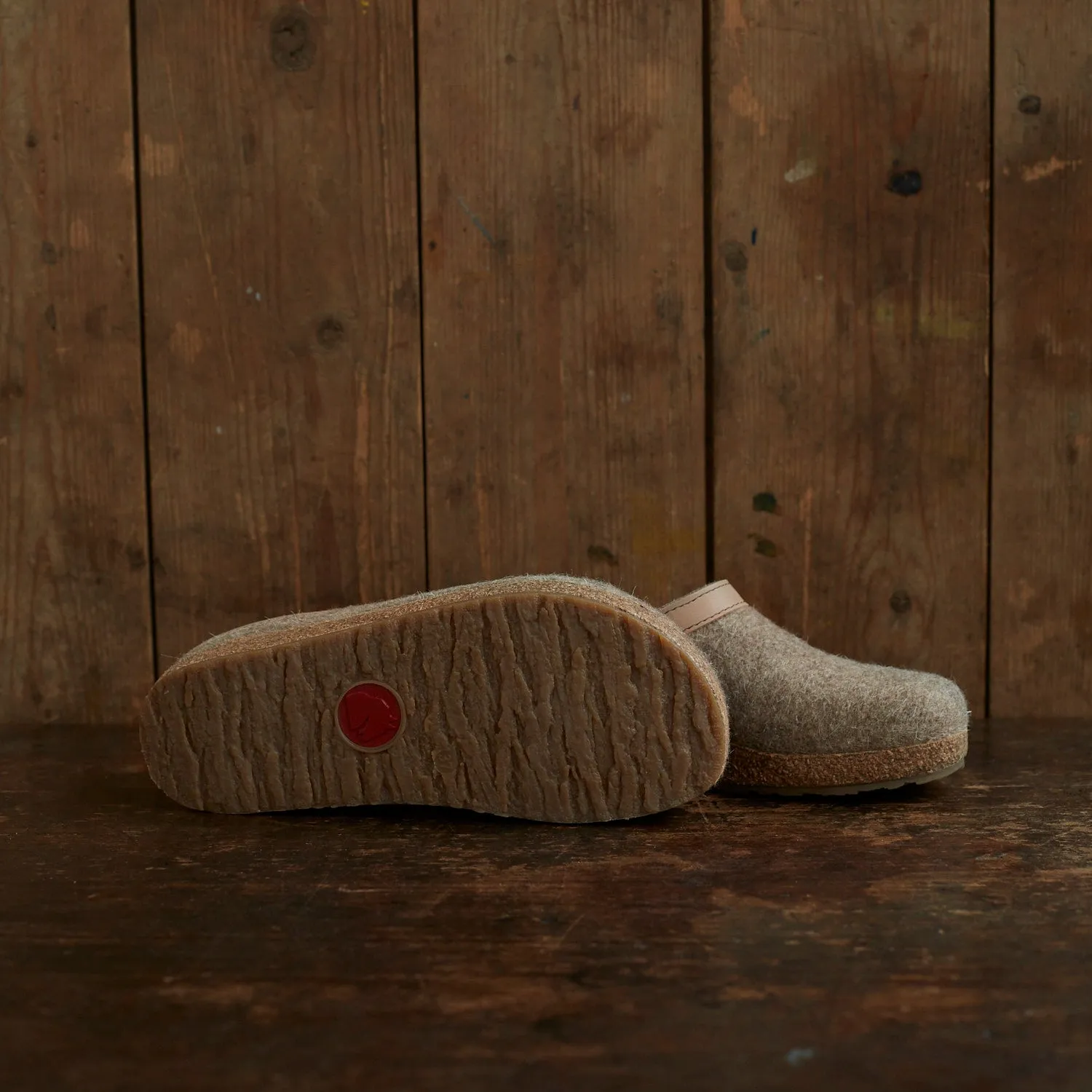 Adults Felted Wool Torben Clog Slipper - Beige Melange