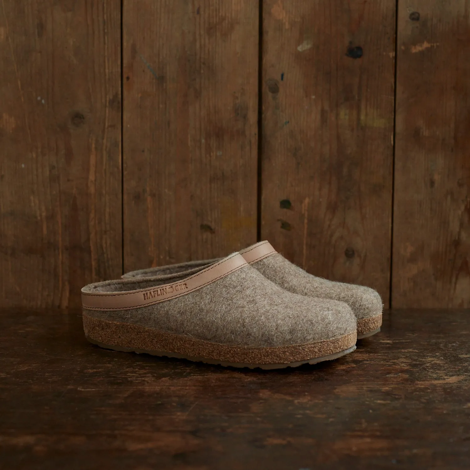 Adults Felted Wool Torben Clog Slipper - Beige Melange