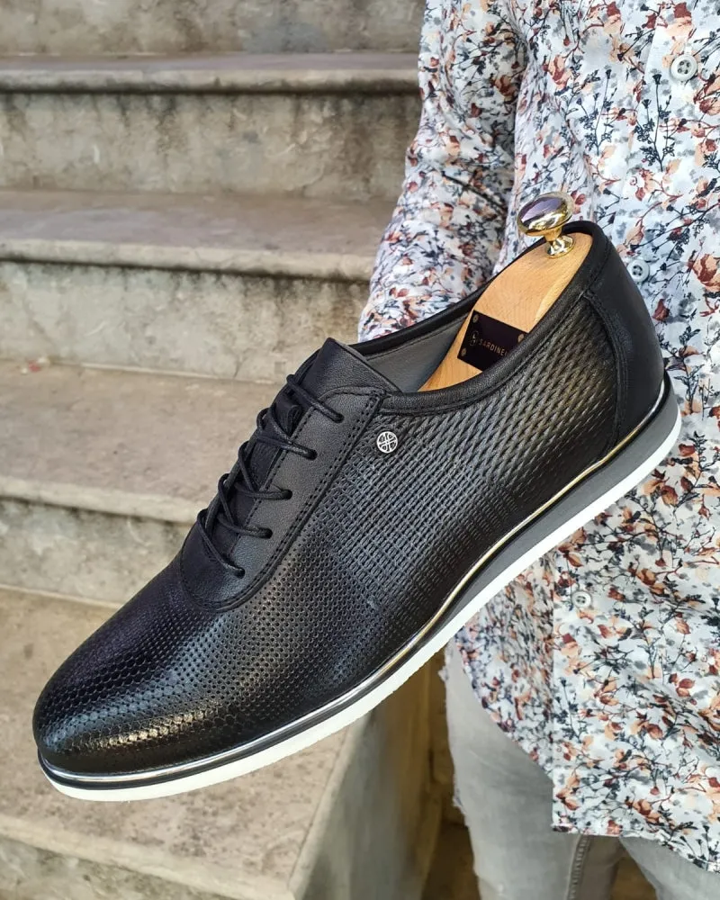 Annapolis Black Patterned Lace-Up Sneakers