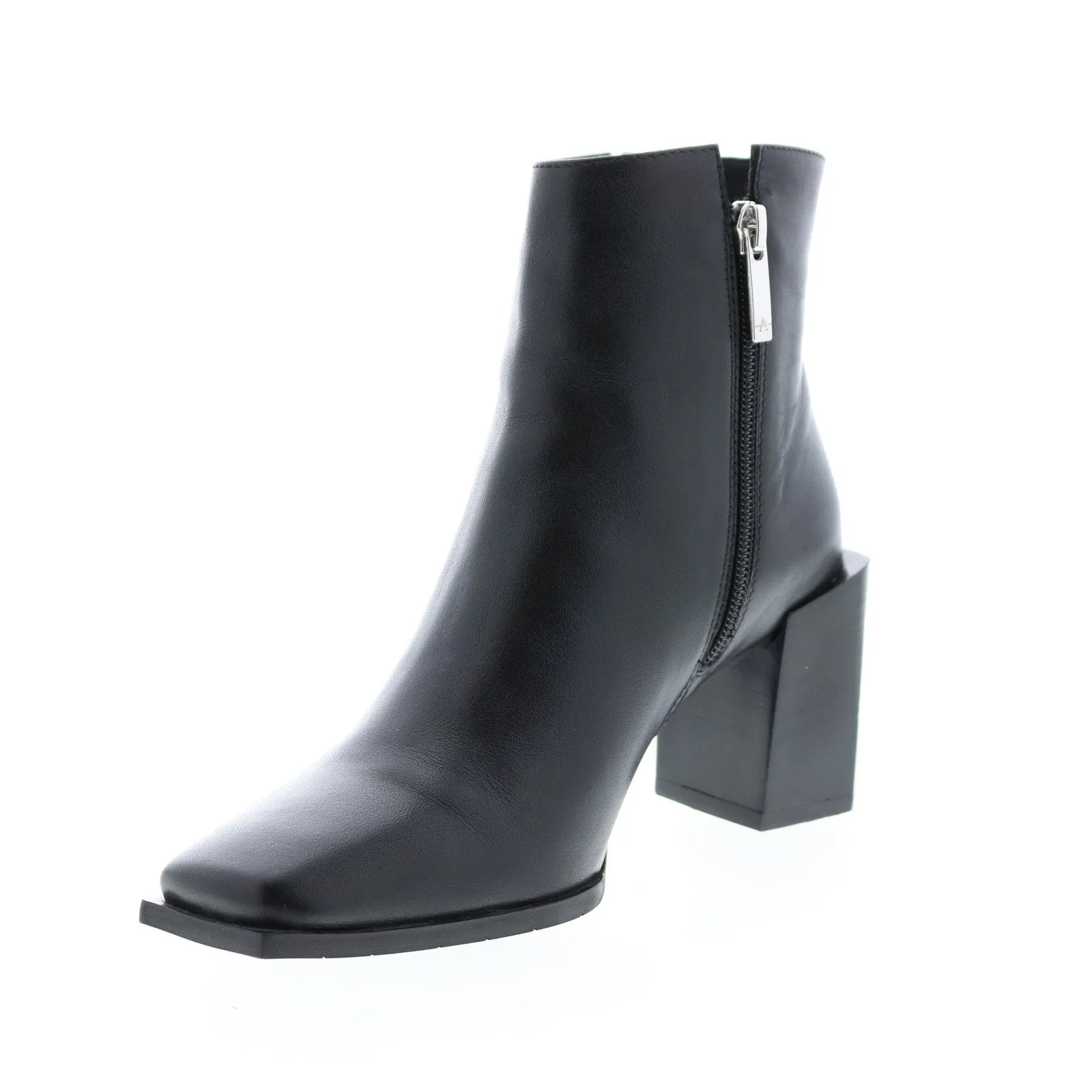 Aquatalia Emilee Calf Womens Black Leather Zipper Ankle & Booties Boots