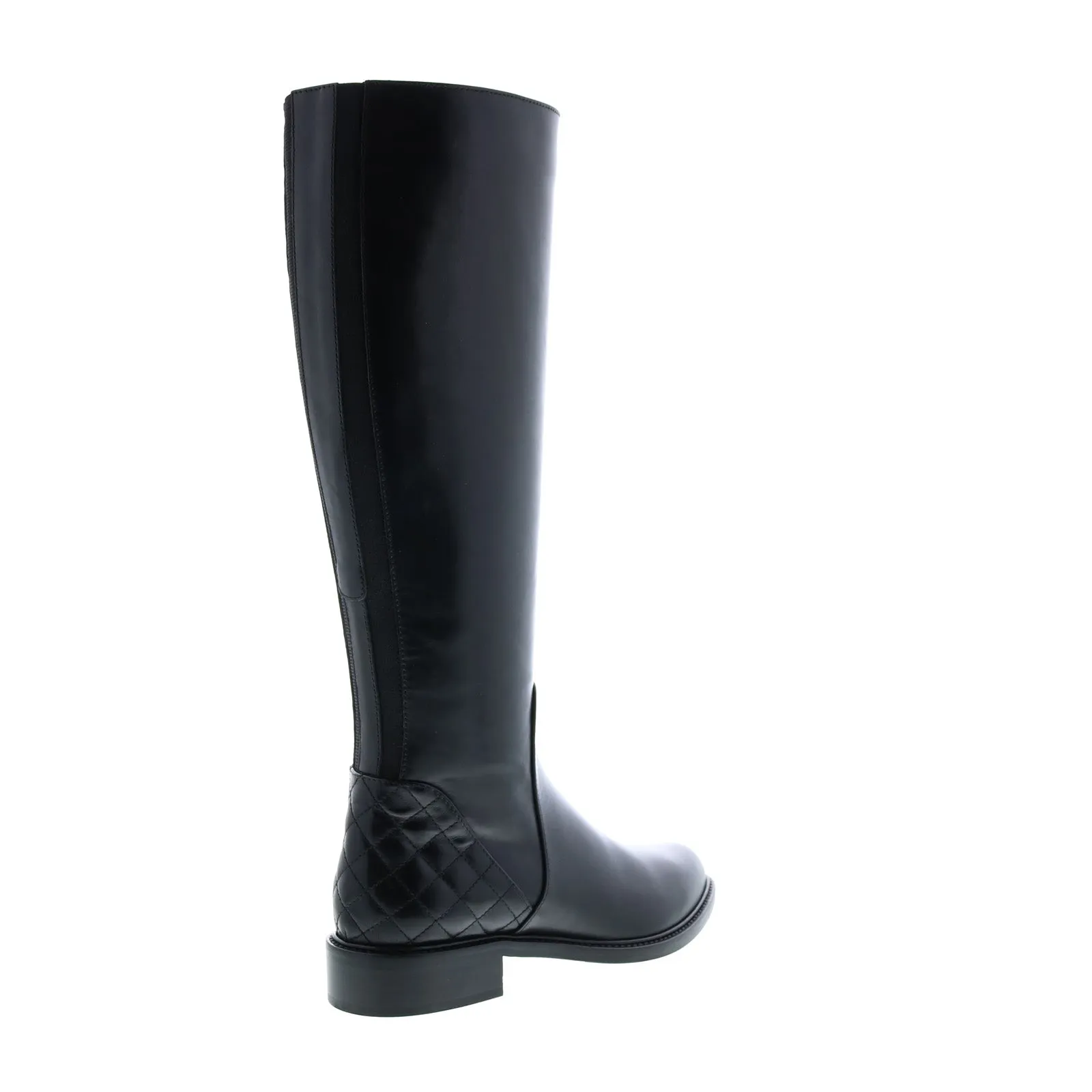 Aquatalia Geneva Calf Elastic 34L0693-BLK Womens Black Leather Zipper Knee High Boots