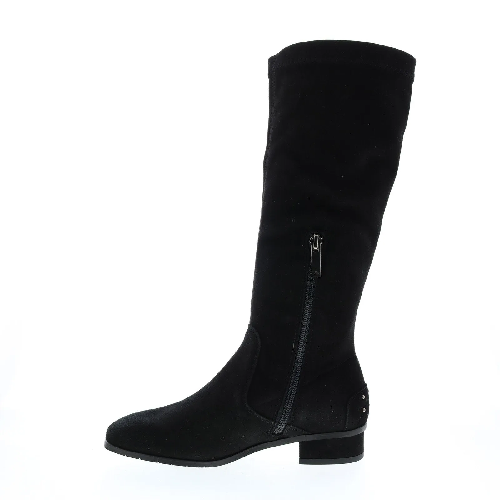 Aquatalia Livia Dr Sde Stetch Sde Womens Black Suede Zipper Knee High Boots