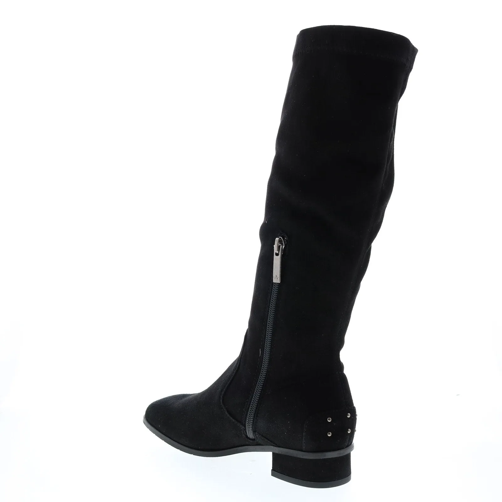 Aquatalia Livia Dr Sde Stetch Sde Womens Black Suede Zipper Knee High Boots