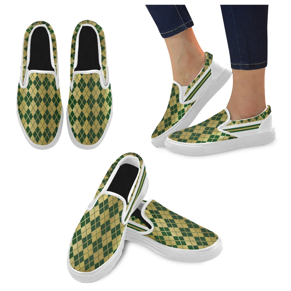 ARLEQUIN GREEN Unusual Slip-on Canvas Shoes