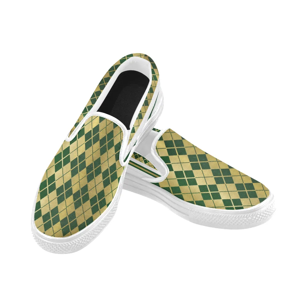 ARLEQUIN GREEN Unusual Slip-on Canvas Shoes