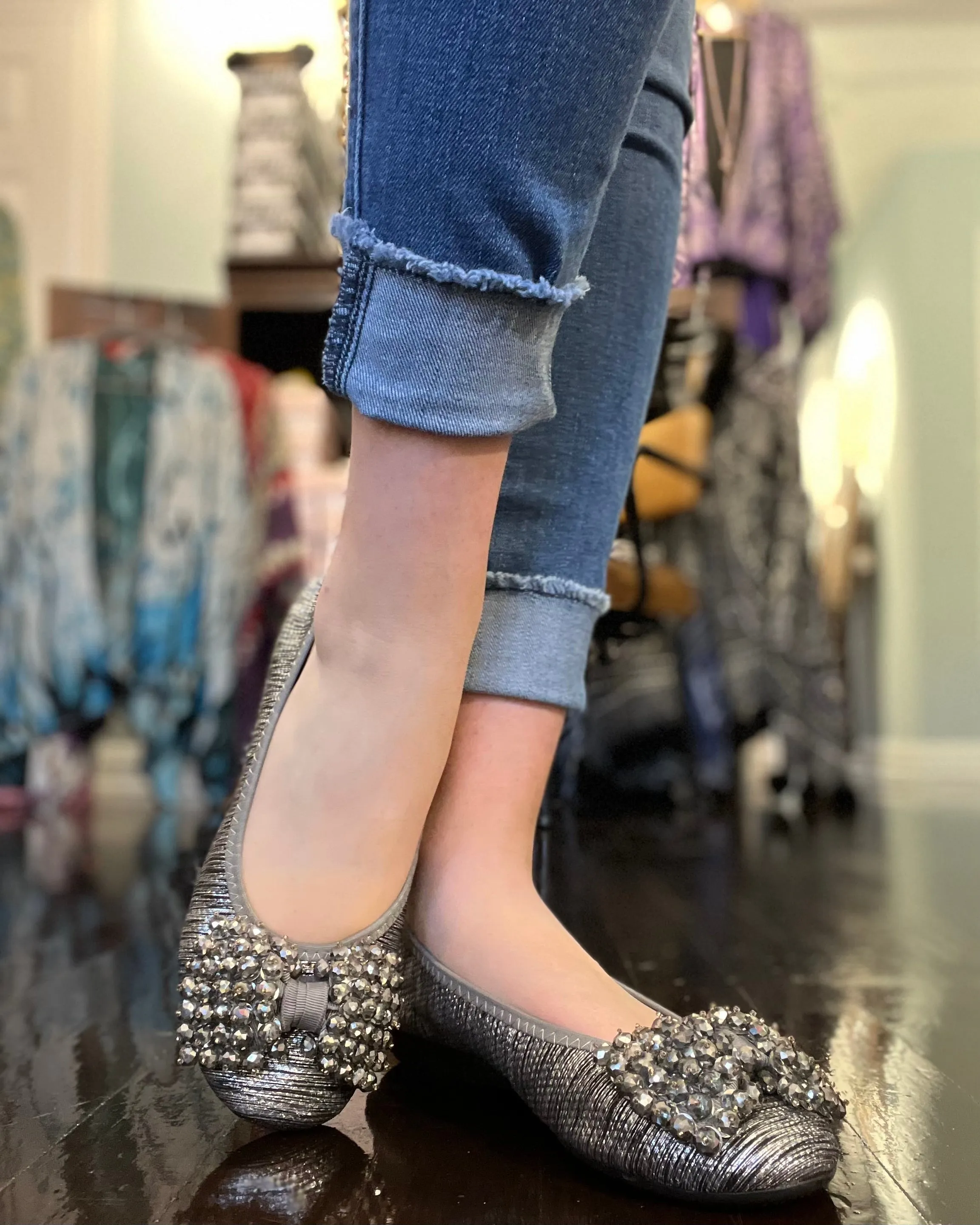 Ballerina Style Shoe ,Grey/Pewter