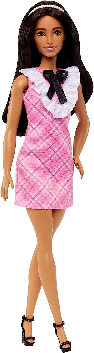 Barbie Fashionistas Doll With Black Hair And A Plaid Dress #209 for Kids Ages 3  (HJT06)