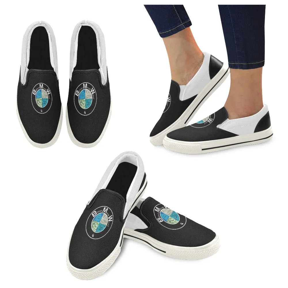 B.MONEY.W BLACK Unusual Slip-on Canvas Shoes