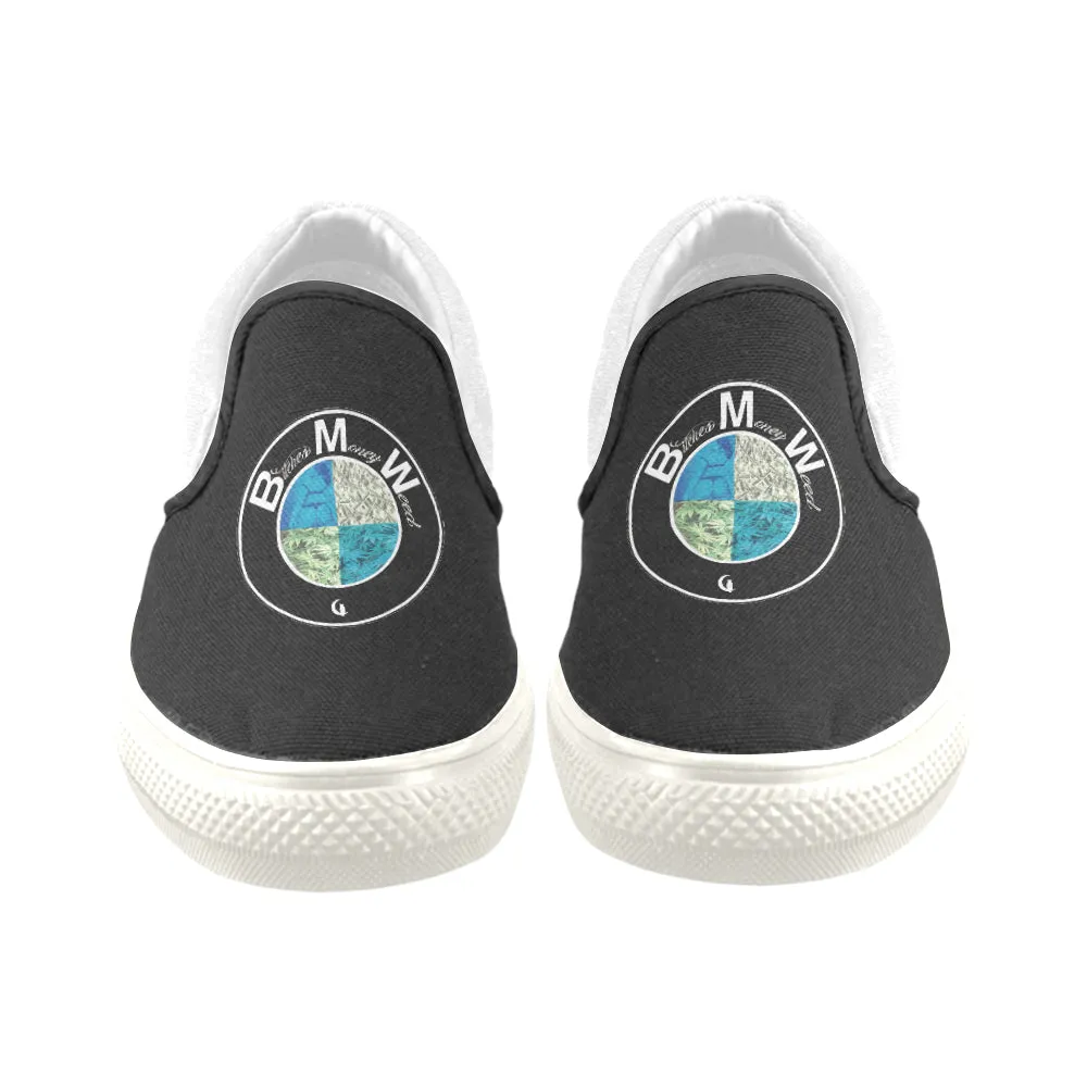 B.MONEY.W BLACK Unusual Slip-on Canvas Shoes