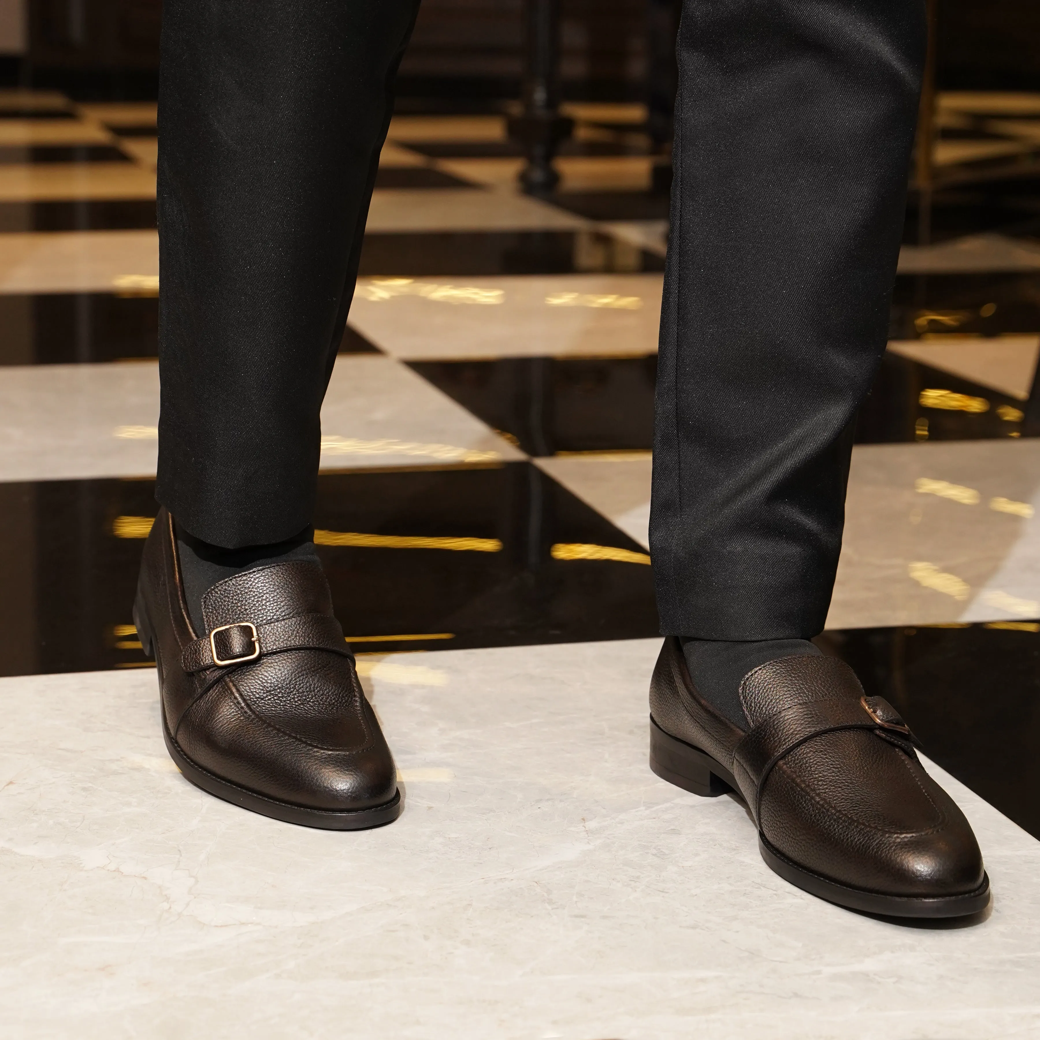 Brasilia - Men's Dark Brown Pebble Grain Leather Loafer