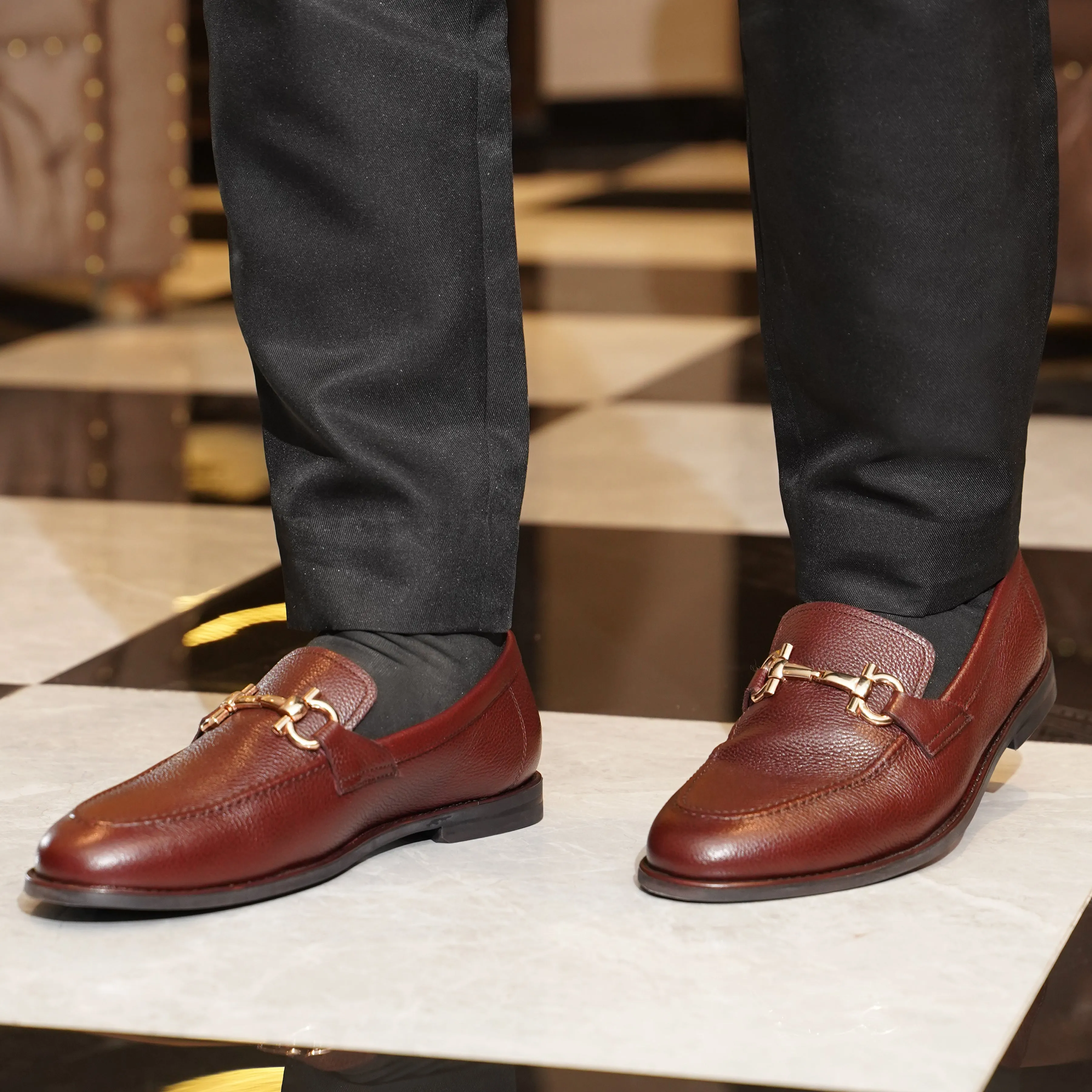 Bucharest -  Men's Oxblood Pebble Grain Leather Loafer