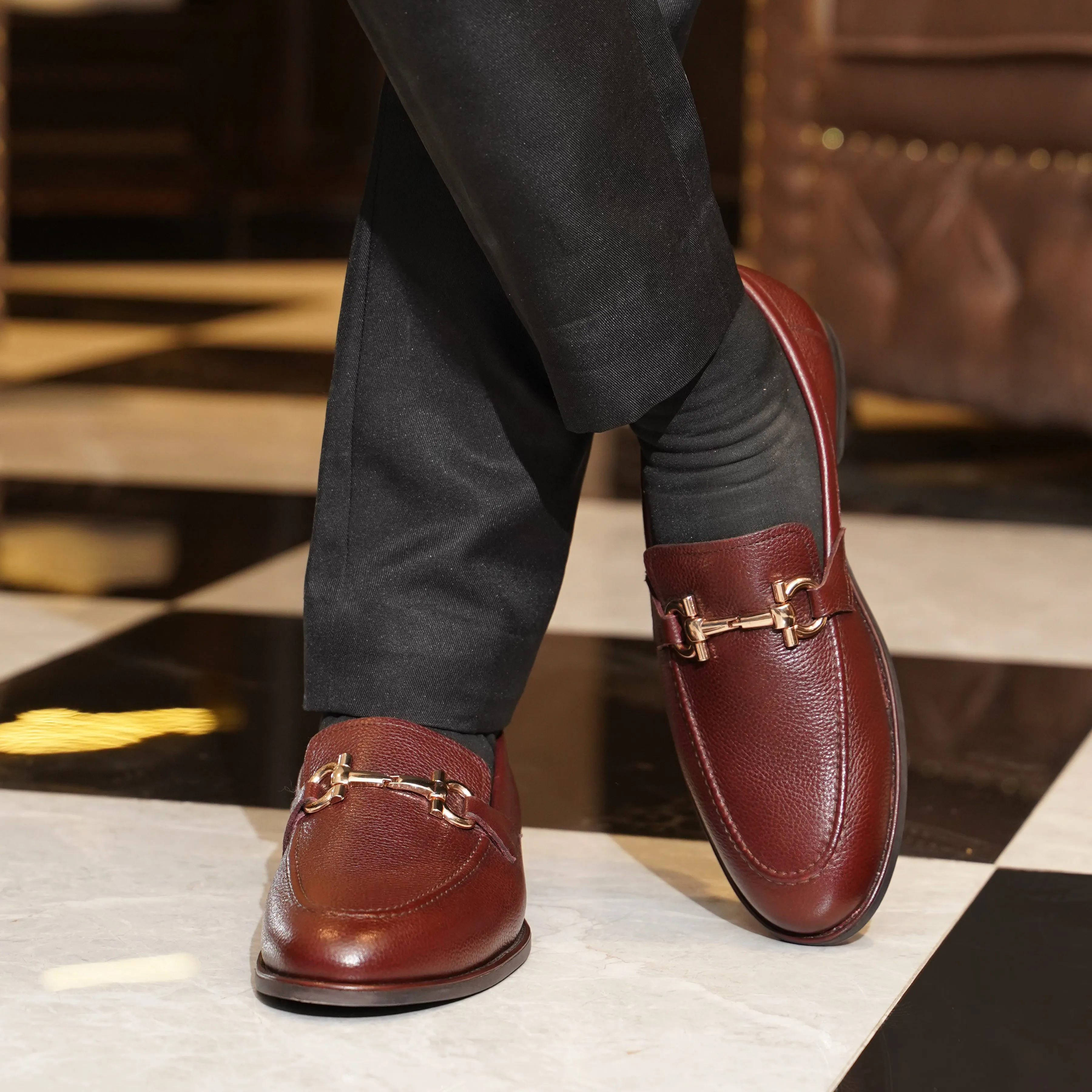 Bucharest -  Men's Oxblood Pebble Grain Leather Loafer