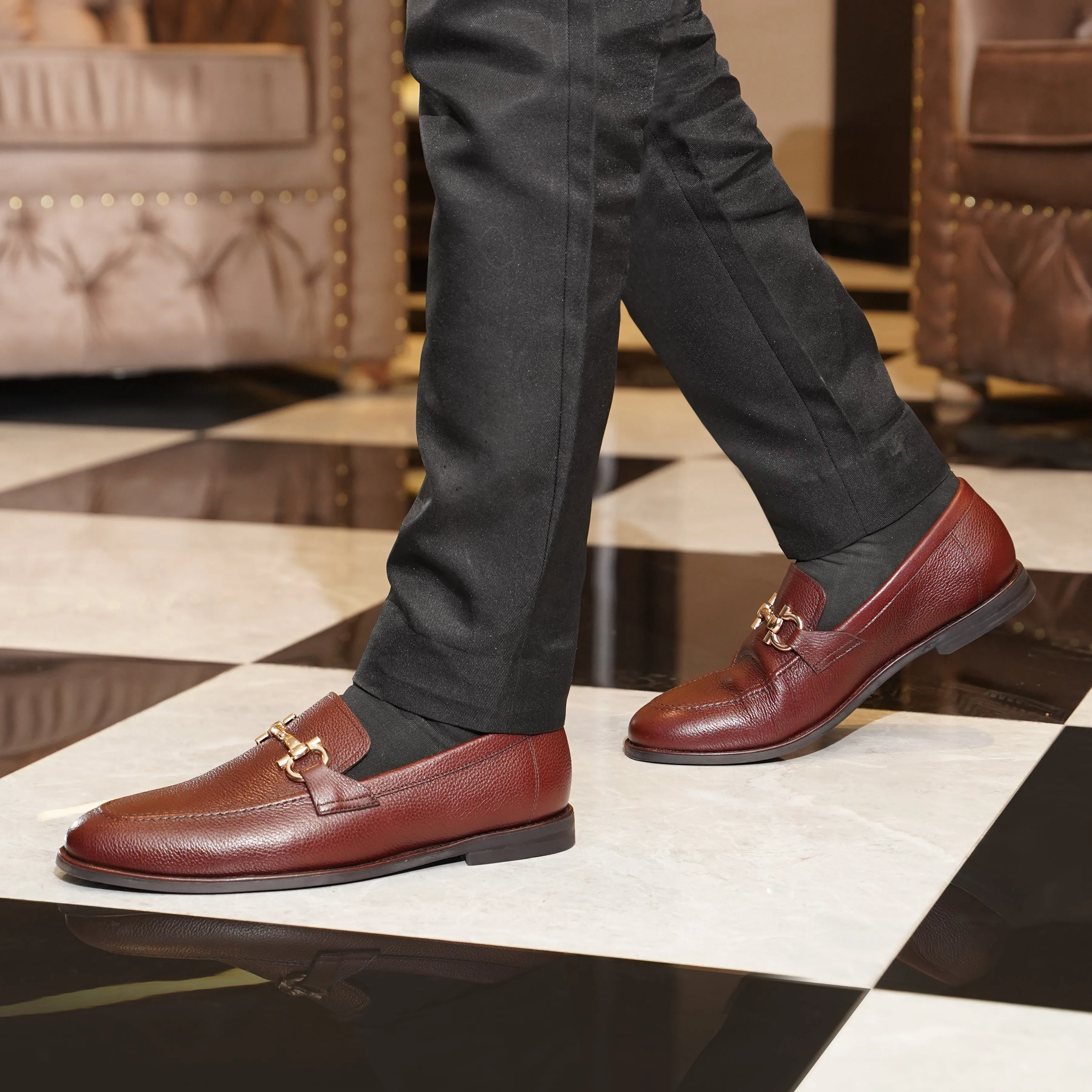 Bucharest -  Men's Oxblood Pebble Grain Leather Loafer