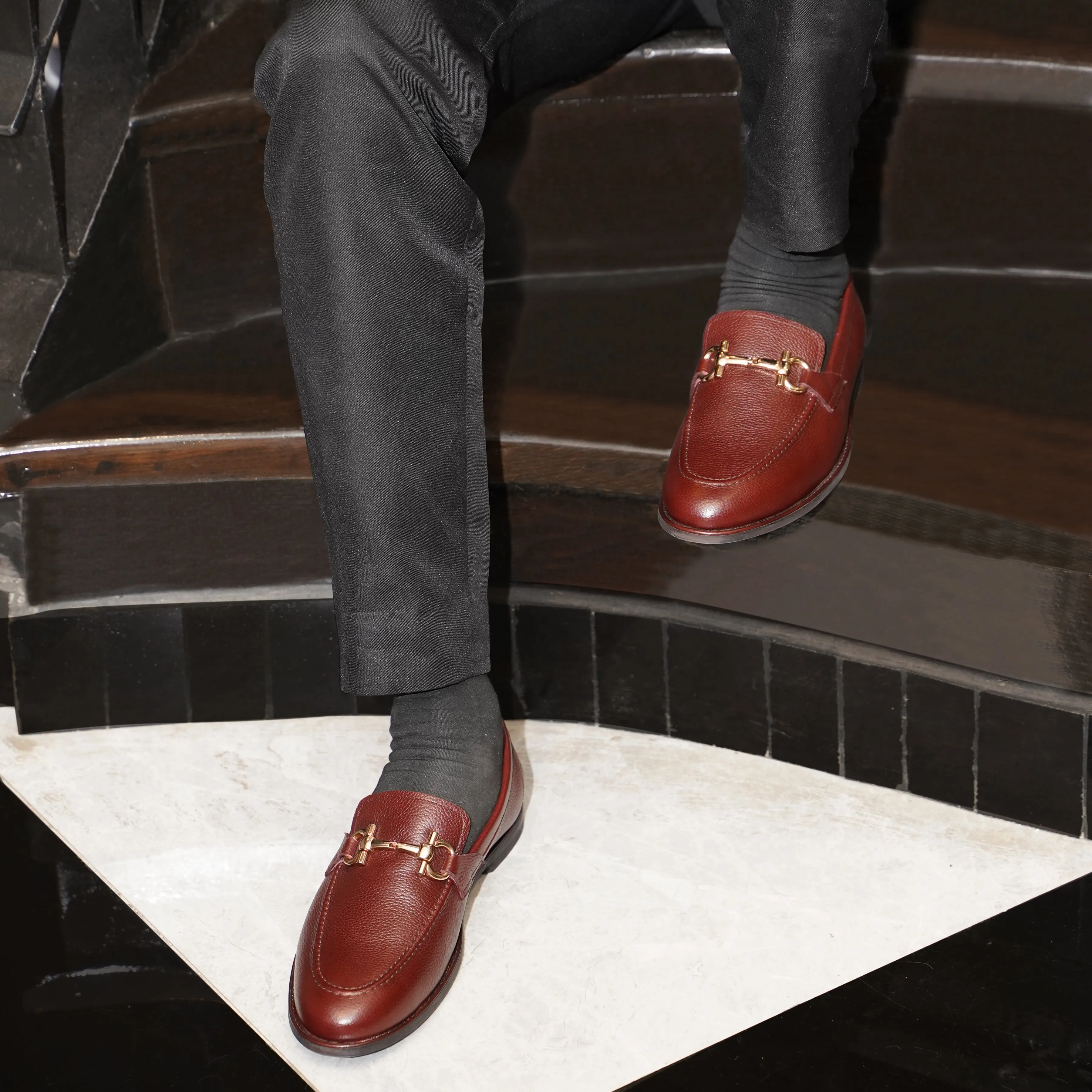 Bucharest -  Men's Oxblood Pebble Grain Leather Loafer