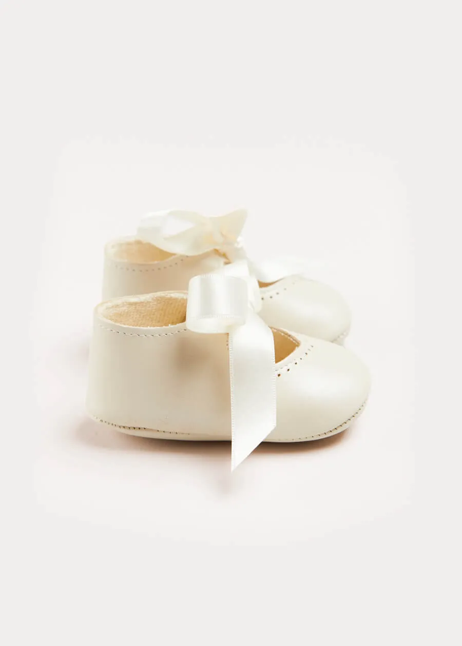 Celebration Ribbon Detail Mary Jane Pram Shoes in Beige (17-20EU)