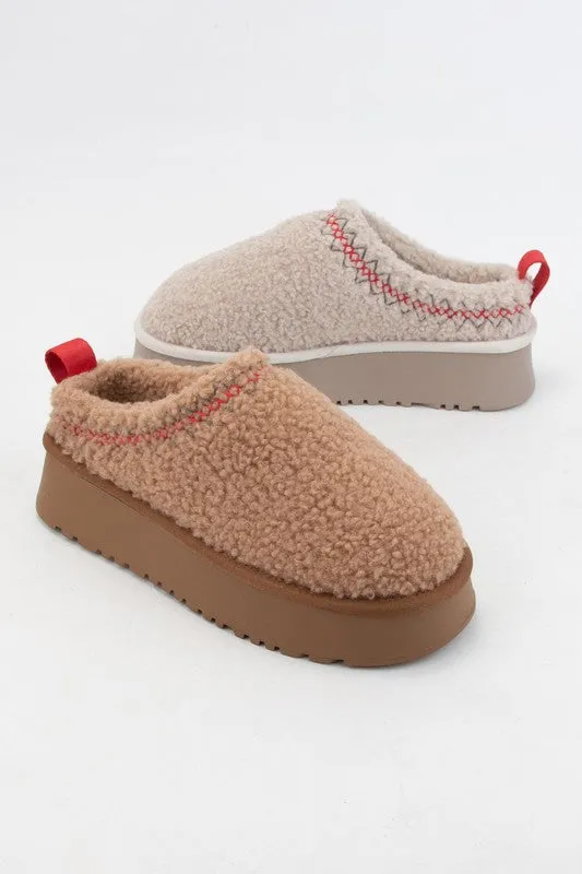 Cozy Platform Sherpa Slippers