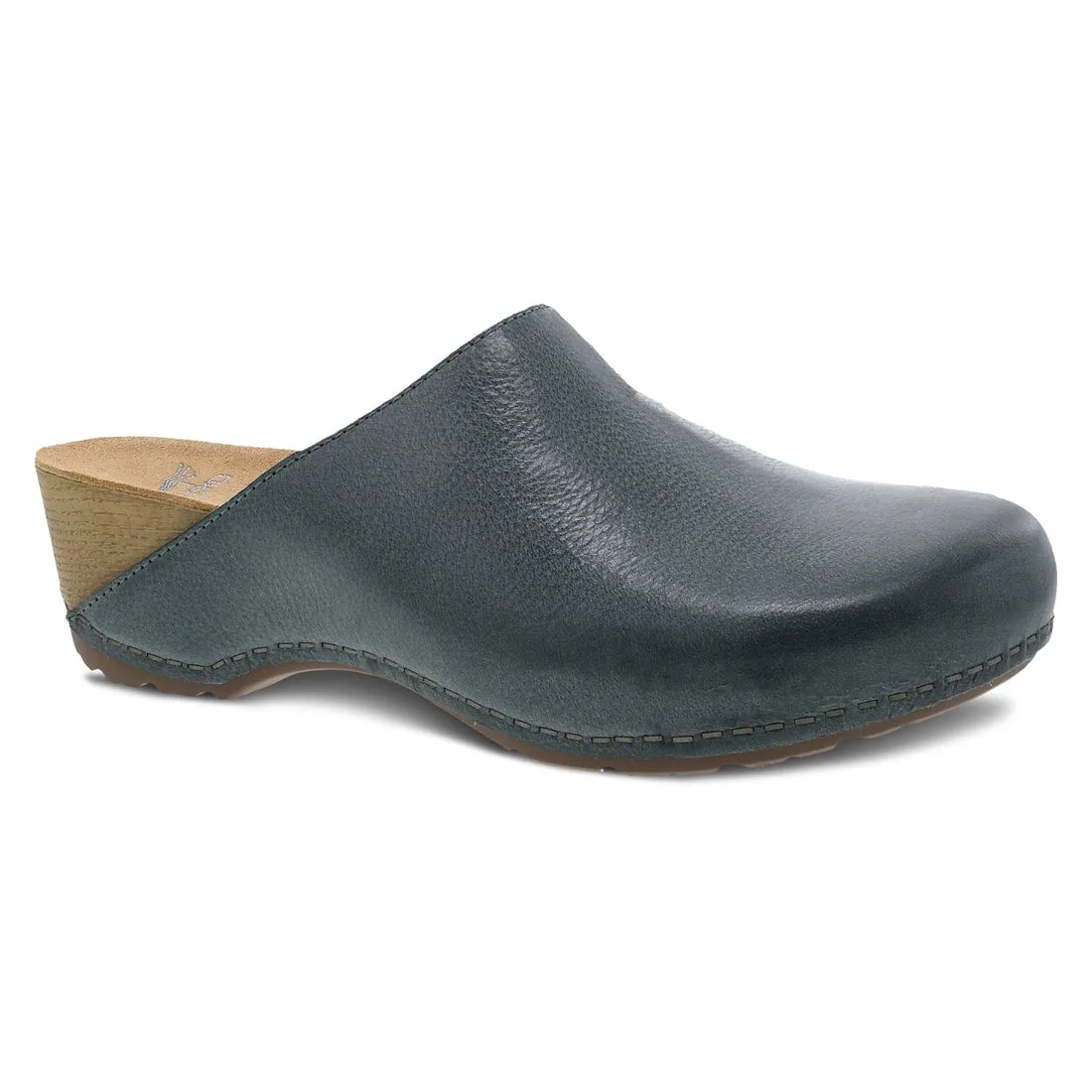 Dansko Talulah Clog in Denim Burnish & Tan Milled Nubuck