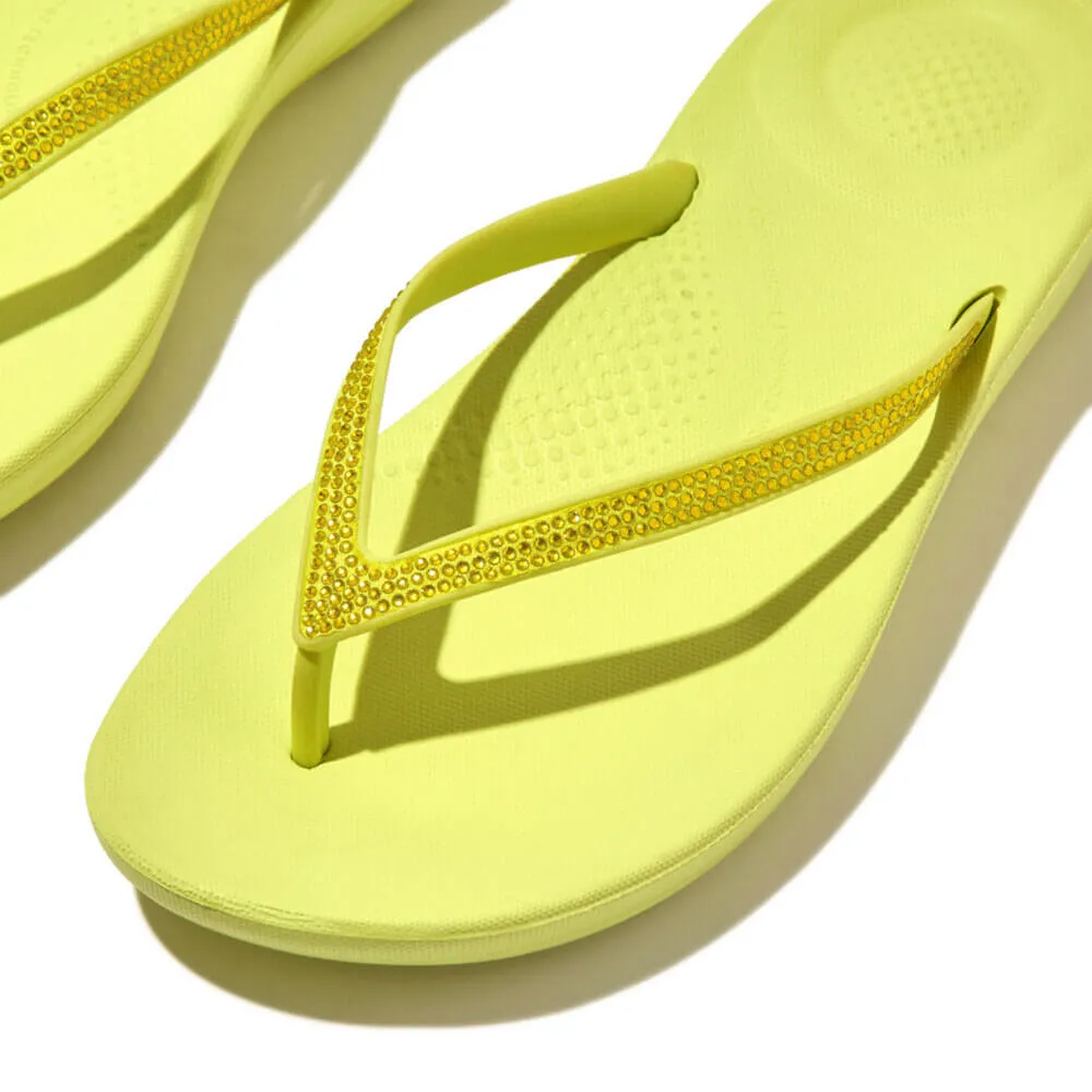 FitFlop Iqushion Sparkle Sandals - Sunny Lime