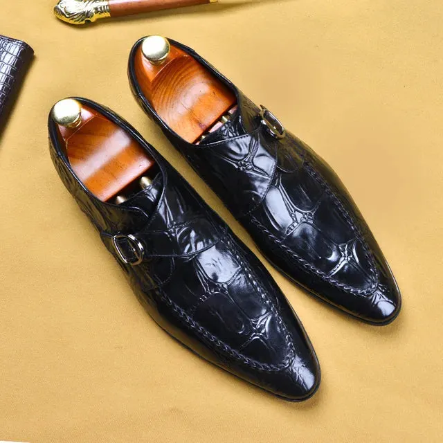 Genuine Leather Luxury Monk Strap Shoes