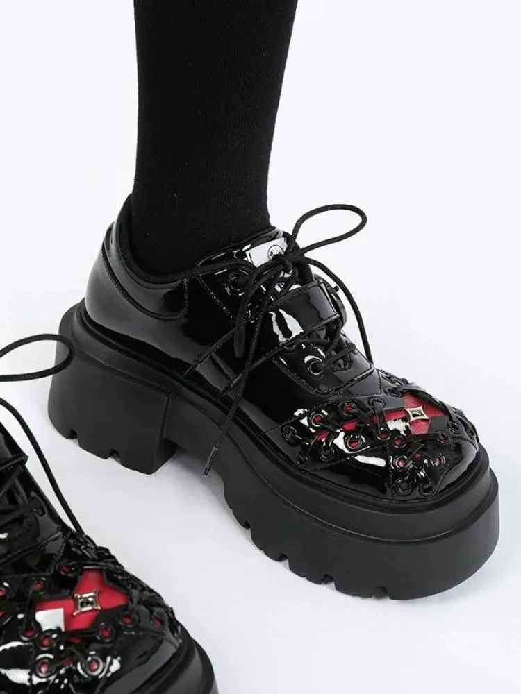 Japanese style dark platform shoes【s0000004486】