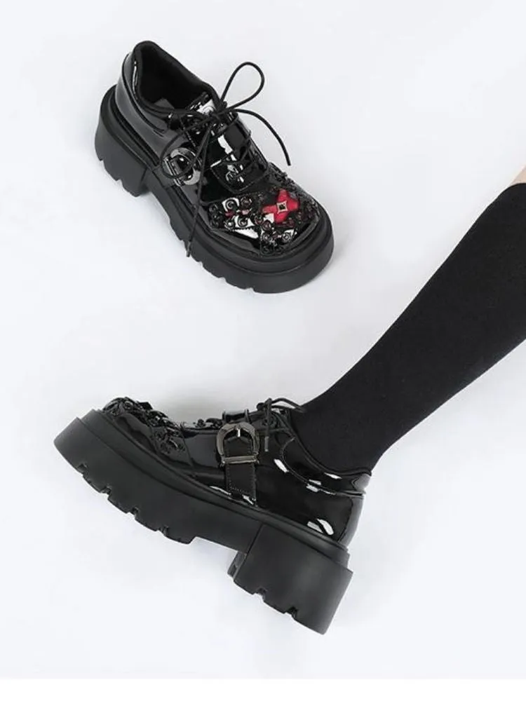 Japanese style dark platform shoes【s0000004486】