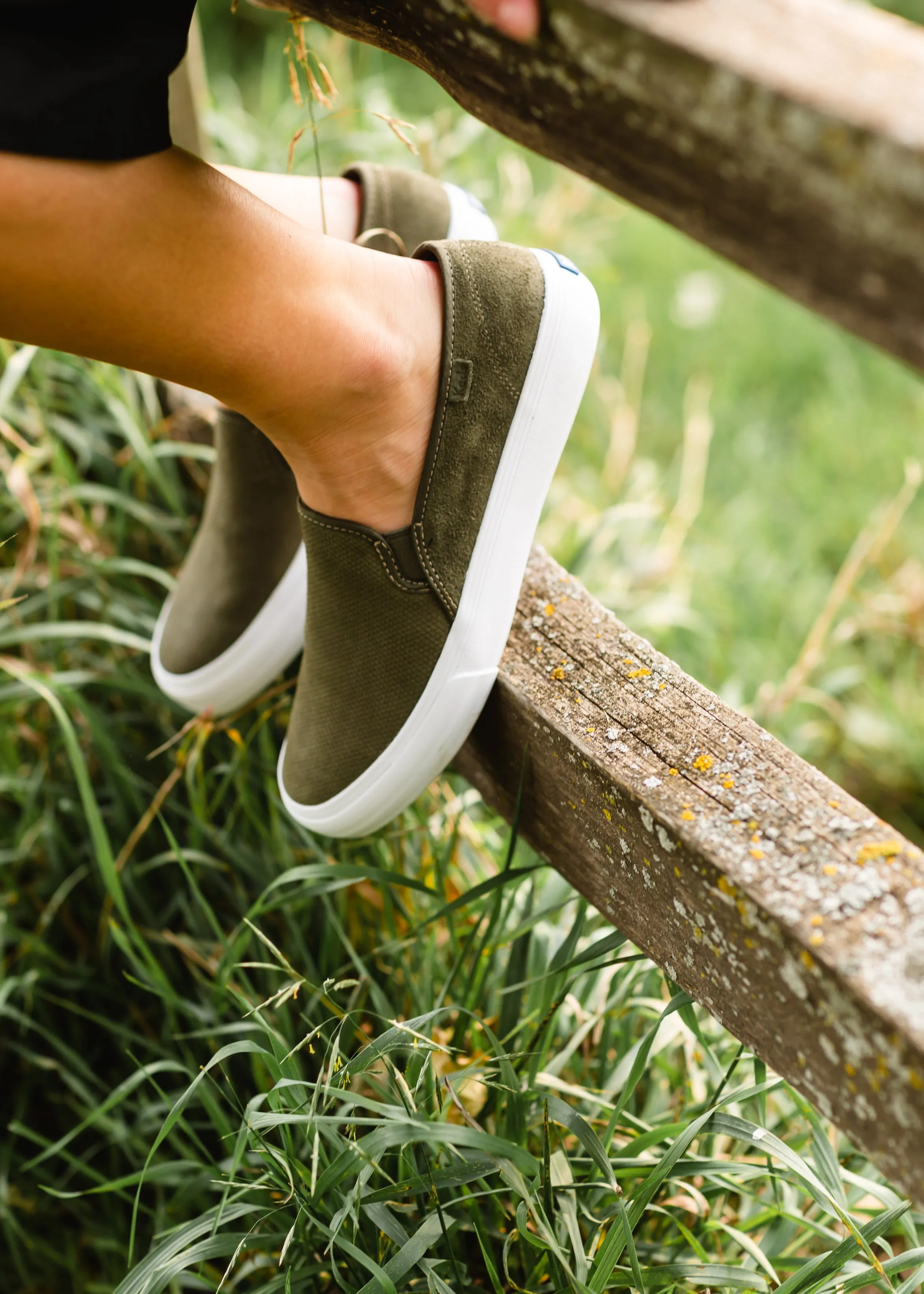 Keds Olive Suede Deck Shoes