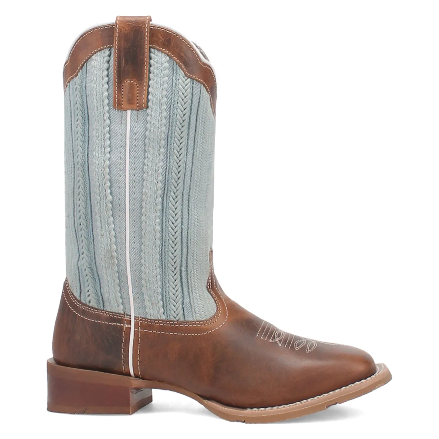 Laredo Womens Blue Moon Tan/Blue Leather Cowboy Boots