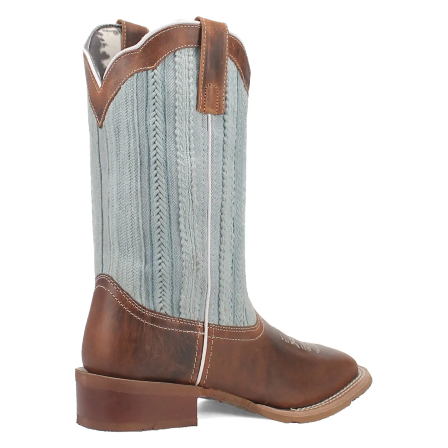 Laredo Womens Blue Moon Tan/Blue Leather Cowboy Boots