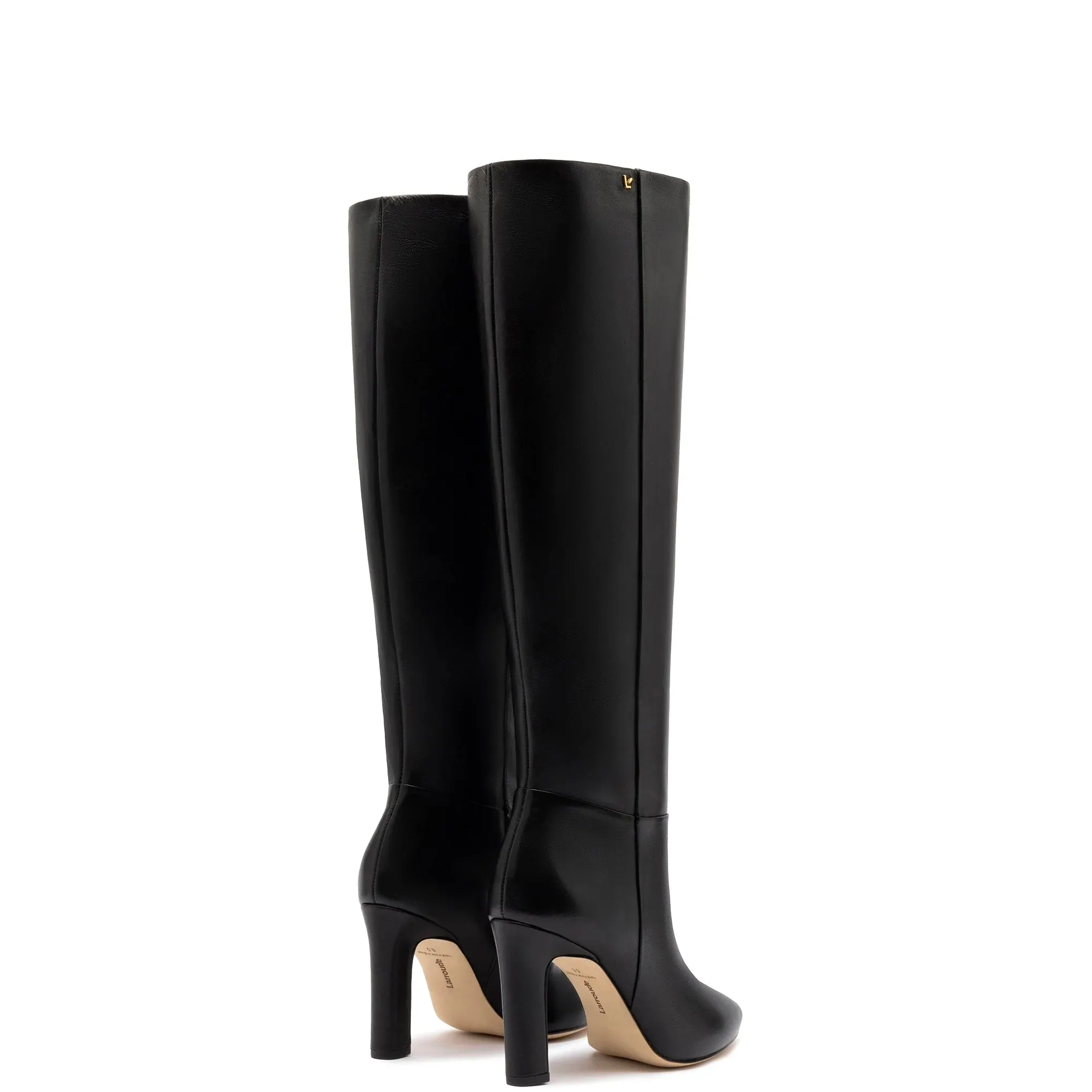 Larroude Cindy Hi Boot In Black Leather