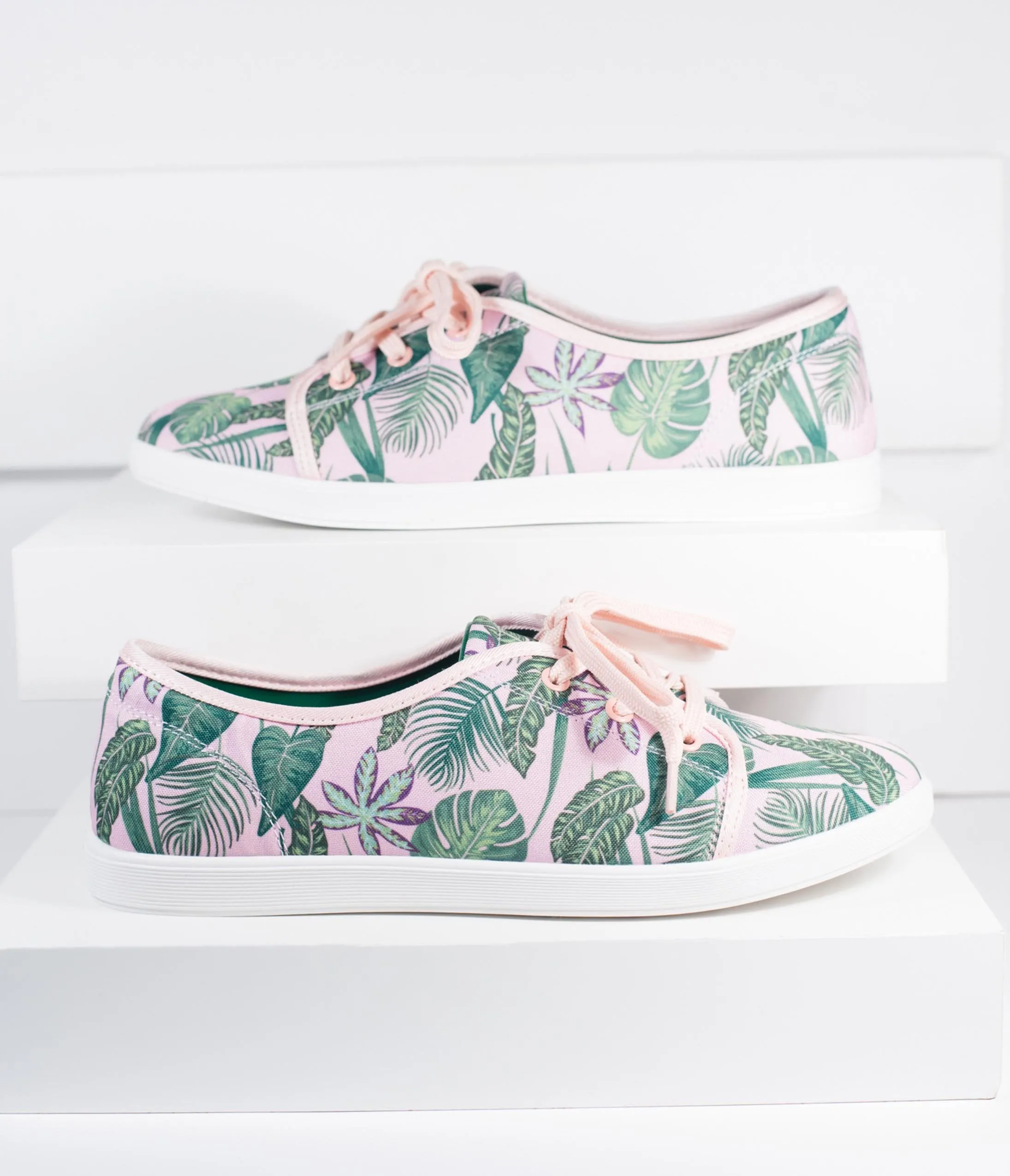 Lulu Hun Pink & Green Jungle Print Grace Sneakers