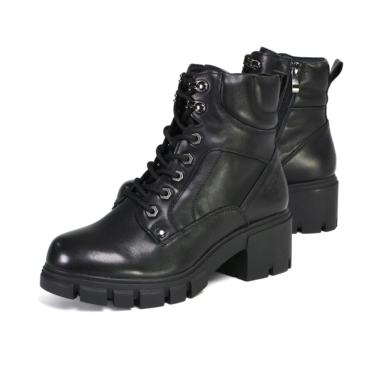 Milwaukee Leather MBL9447 Women's ‘Garter’ Premium Black Leather Lace-Up Fashion Motorcycle Boots