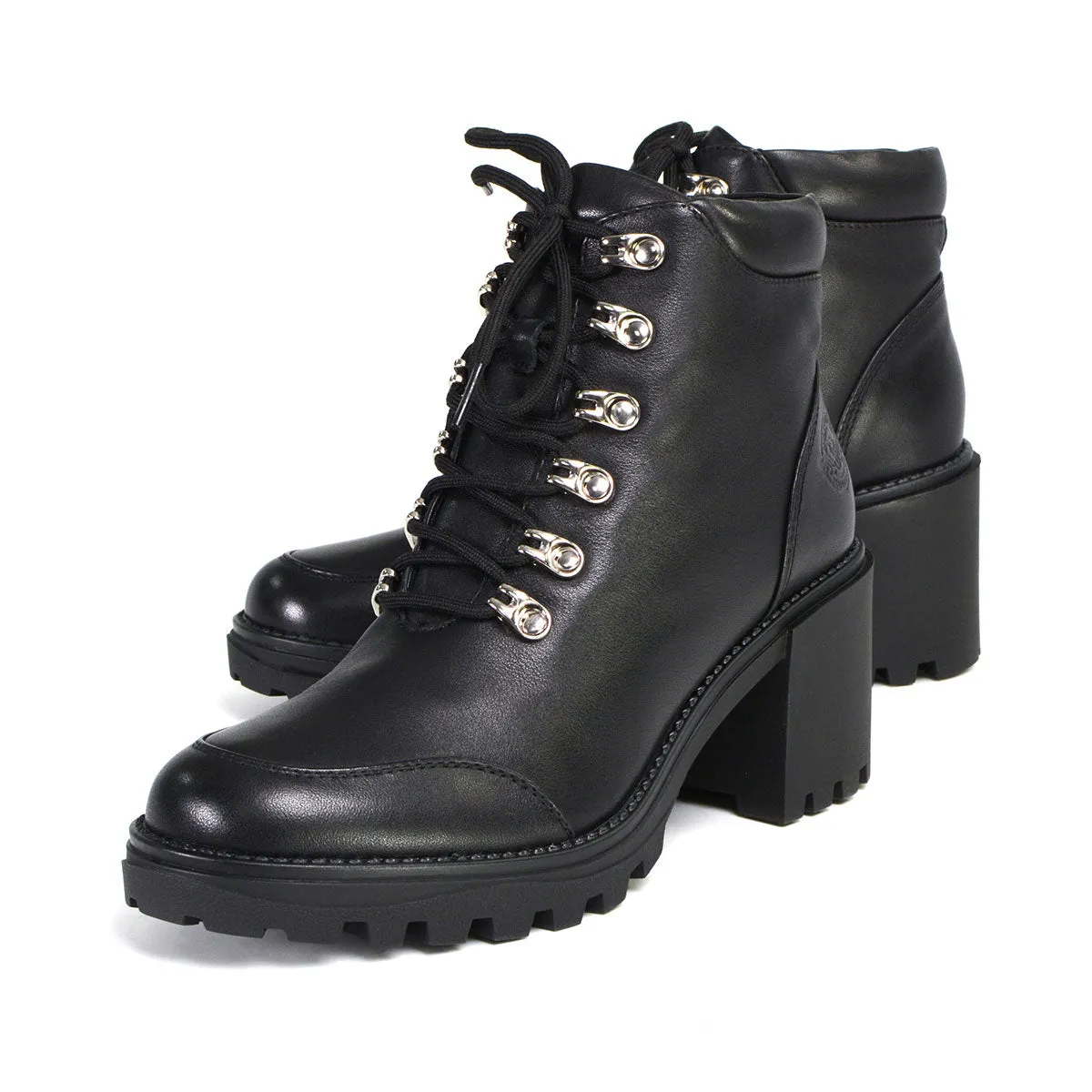 Milwaukee Performance Leather MBL9439 Women's ‘Devine’ Black Leather Lace to Toe Boots with Platform Heel