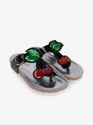 Monnalisa Girls Sequin Cherry Sandals