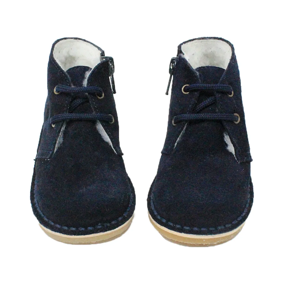 Navy Suede Morgan Fur Boots with Zip