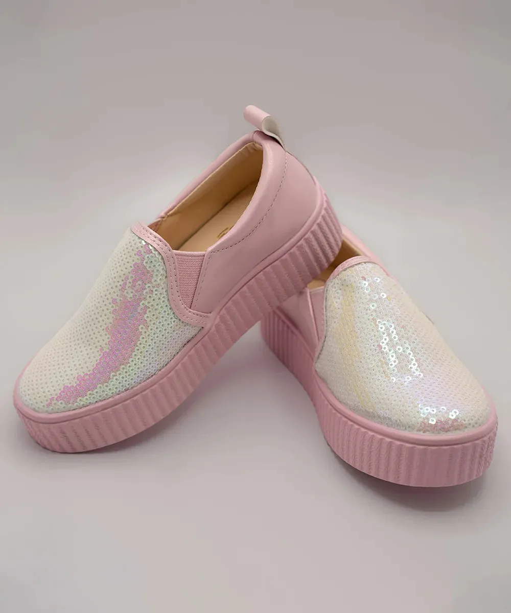 Pink Coloured Sequine Shoes for Party for Girls