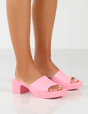 Rejina Pink Block Heeled Strappy Sandals