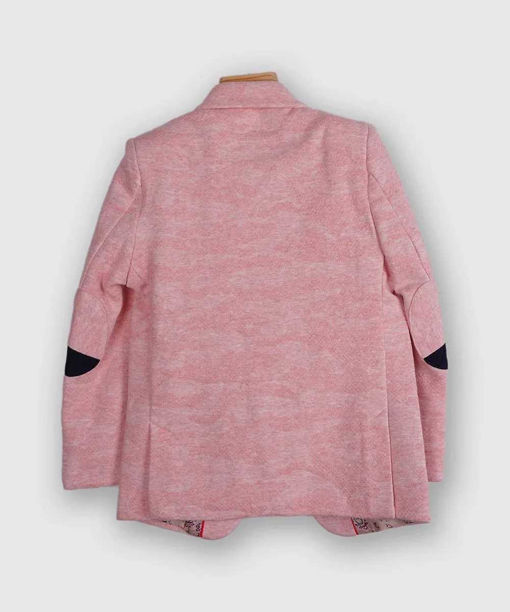 Self-Textured Pink Color Blazer with T-Shirt