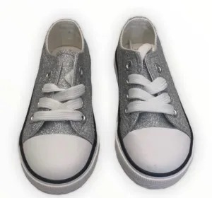 Silver sparkle converse style shoes