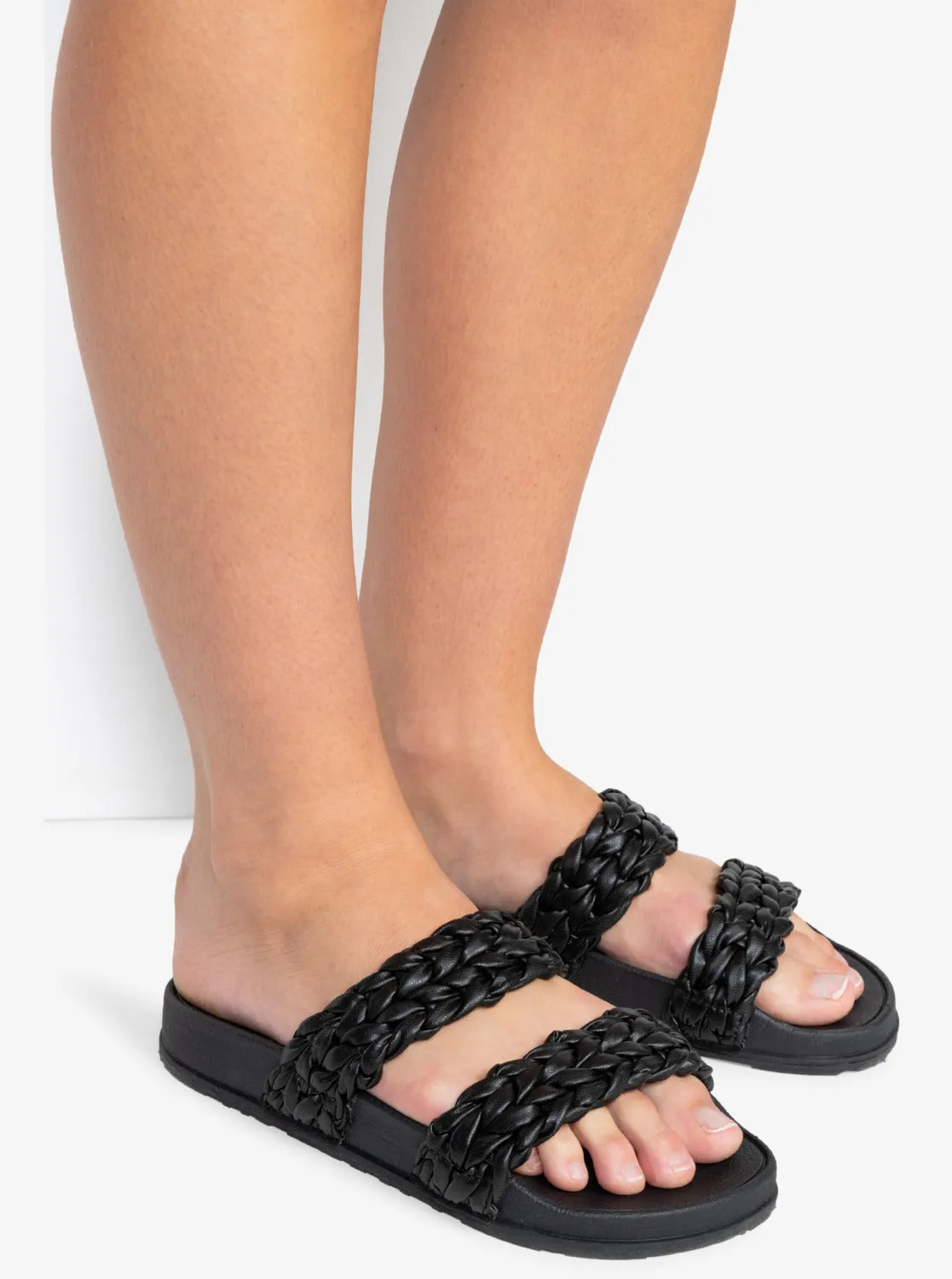 Slippy Braided Water-Friendly Sandals - Black