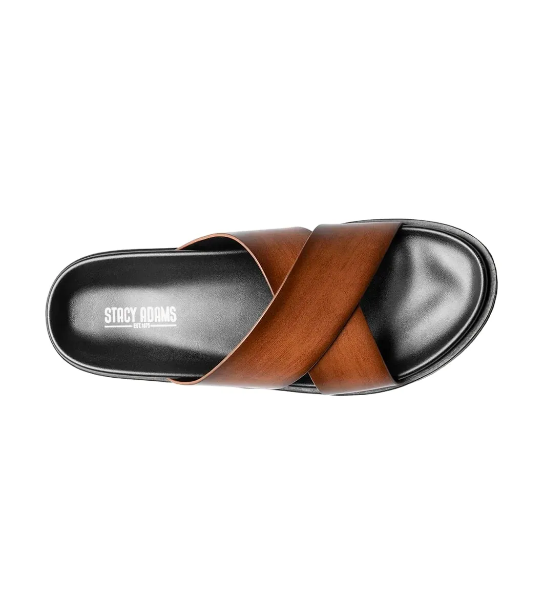 Stacy Adams Men's Montel Cross Strap Slide Sandal Loafer