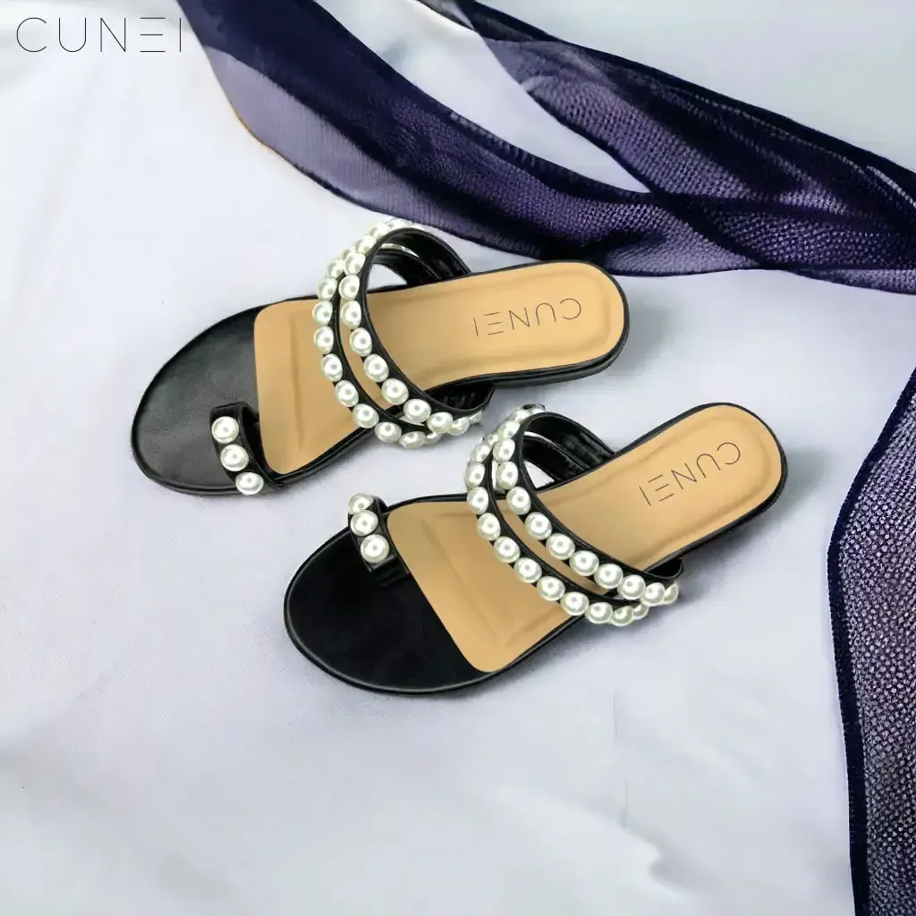 Tan Pearl Open Toe Sandals