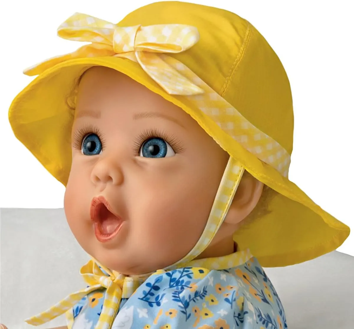 The Ashton-Drake Galleries Singing in The Rain So Truly Real® Interactive Lifelike Baby Girl Doll That Babbles with Custom 4-Piece Rain Themed Ensemble Complete with Rain Boots and A Bucket Hat 21"-Inches