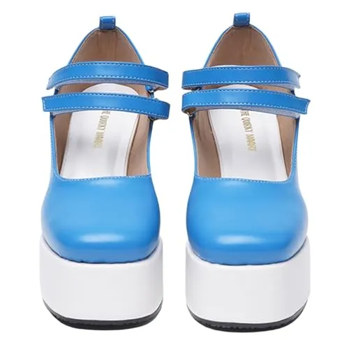 THE QUIRKY NAARI Azure Mary Jane Platforms with Touch of Retro Glam | Blue | 8 UK