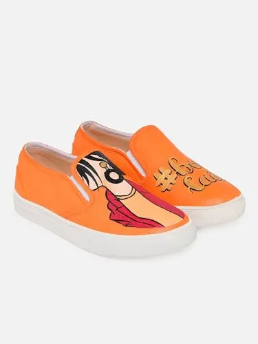 THE QUIRKY NAARI Boss Lady Slipons - Orange for The Boss Lady in You | Orange | 4 UK