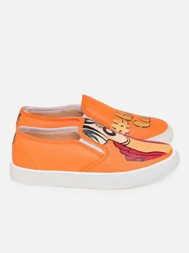 THE QUIRKY NAARI Boss Lady Slipons - Orange for The Boss Lady in You | Orange | 4 UK