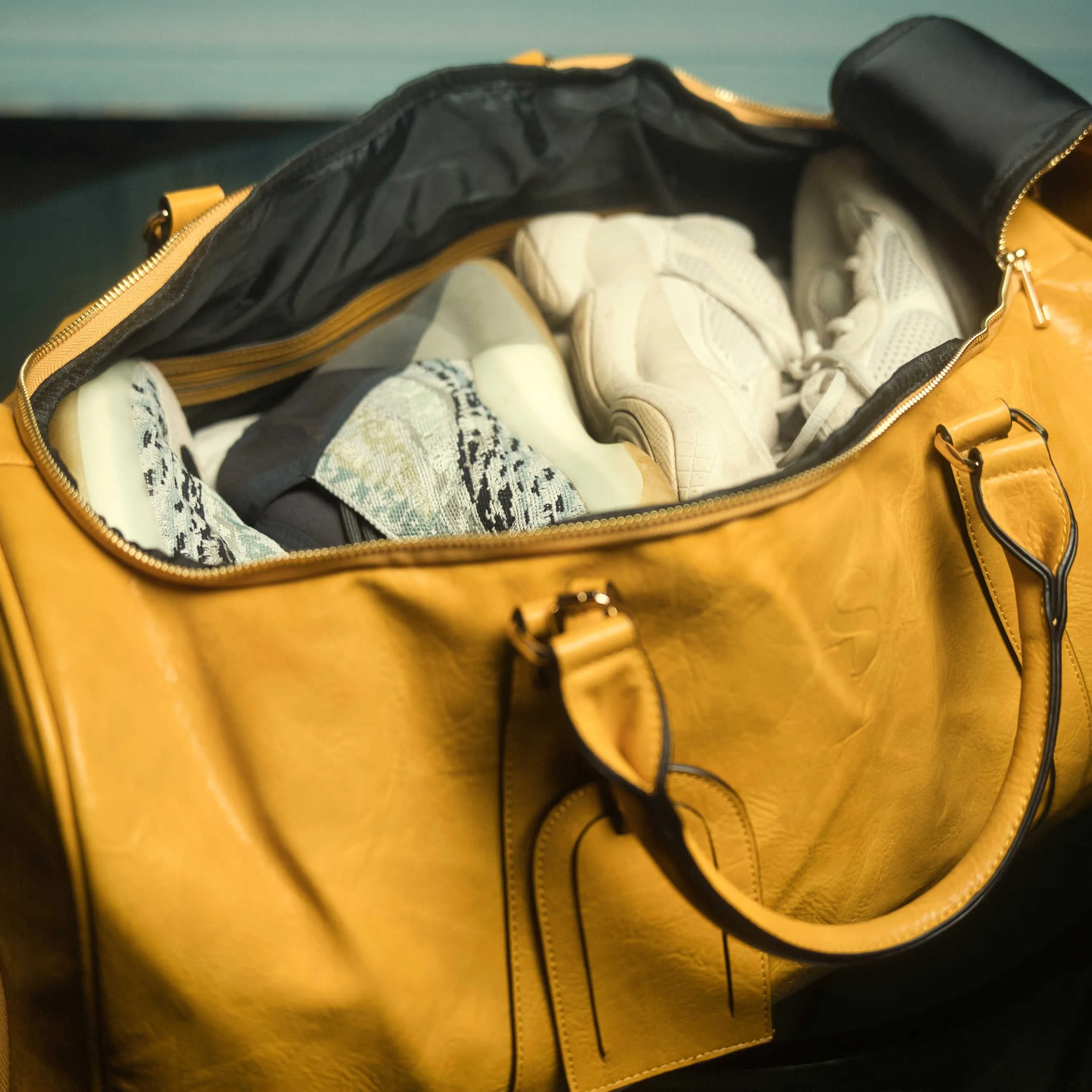 Yellow Luciano Leather Duffle Bag